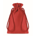 Small cotton drawstring bag for gifts, 105 g/m2 red colour