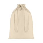 Large cotton bag with drawstring in a natural tone, 105 g/m2 beige colour