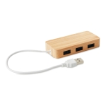 USB 2.0 with 3 ports in a bamboo housing wood colour