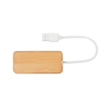 USB 2.0 with 3 ports in a bamboo housing wood colour third view