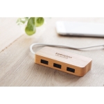 USB 2.0 with 3 ports in a bamboo housing wood colour main ambient view