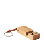 Bamboo keyring with mobile phone holder for trade fairs view with print area