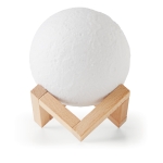 Original moon-shaped speaker with LED light on a wooden base white colour eighth view