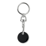 Enamelled trolley coin keyring for a shopping cart black colour