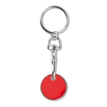 Enamelled trolley coin keyring for a shopping cart red colour