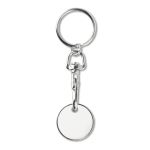 Enamelled trolley coin keyring for a shopping cart white colour