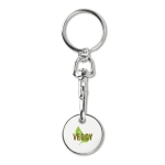 Enamelled trolley coin keyring for a shopping cart white colour main view