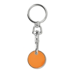 Enamelled trolley coin keyring for a shopping cart orange colour