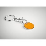 Enamelled trolley coin keyring for a shopping cart orange colour fourth view