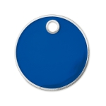 Enamelled trolley coin keyring for a shopping cart royal blue colour third view