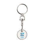 Enamelled trolley coin keyring for a shopping cart view with print area