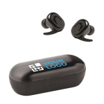 Bluetooth earphones, charging case for promotions view with print area