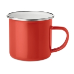 Enamelled metal mug in a vintage look, 350 ml red colour