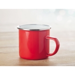 Enamelled metal mug in a vintage look, 350 ml red colour ambient view