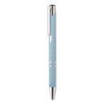 Recyclable wheat straw ballpoint pen with blue ink blue colour