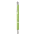 Recyclable wheat straw ballpoint pen with blue ink green colour