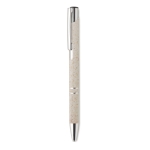 Recyclable wheat straw ballpoint pen with blue ink beige colour