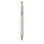 Recyclable wheat straw ballpoint pen with blue ink beige colour third view