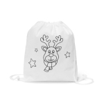 Christmas gym bag for kids to colour, in shape of a reindeer white colour first view