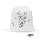 Christmas gym bag for kids to colour, in shape of a reindeer white colour