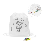 Christmas gym bag for kids to colour, in shape of a reindeer various colours