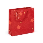 Christmas paper bag with a shiny surface red colour image with logo