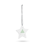 Christmas decoration in the shape of a white star white colour image with logo