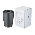 Geometric steel thermal mug, 350 ml dark grey colour