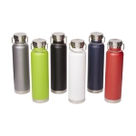 Thermal steel bottle with wide opening, 650 ml lime colour