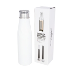 Steel thermal bottle with original design, 650 ml white colour