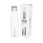 Steel thermal bottle with original design, 650 ml white colour