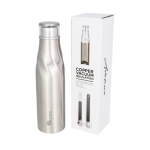 Steel thermal bottle with original design, 650 ml silver colour