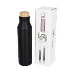 Steel bottle with cork lid, 590 ml black colour