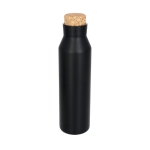 Steel bottle with cork lid, 590 ml black colour