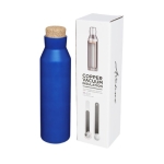 Steel bottle with cork lid, 590 ml blue colour