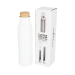 Steel bottle with cork lid, 590 ml white colour