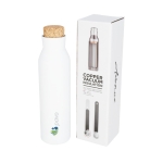 Steel bottle with cork lid, 590 ml white colour