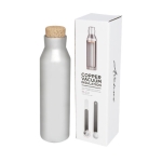 Steel bottle with cork lid, 590 ml silver colour