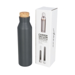 Steel bottle with cork lid, 590 ml titanium colour