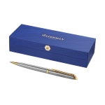 High-quality steel pen with blue ink, Waterman Hémisphère gold colour