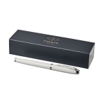 Steel pen with silver finish, blue ink, Parker IM Silver white colour