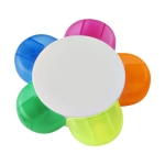 Five fluorescent plastic markers in flower shape flower white colour