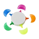 Five fluorescent plastic markers in flower shape flower white colour