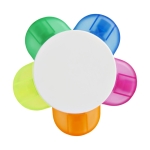 Five fluorescent plastic markers in flower shape flower white colour