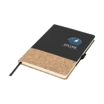 Elegant notebook with cork cover, A5 lined pages black colour