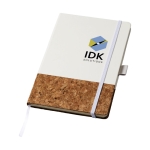 Elegant notebook with cork cover, A5 lined pages white colour