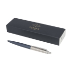 Matte pen with chrome details, blue ink, Parker Jotter XL blue colour