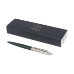 Matte pen with chrome details, blue ink, Parker Jotter XL green colour