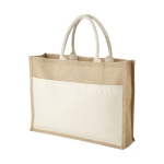 Jute bag with pocket natural colour