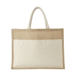 Jute bag with pocket natural colour